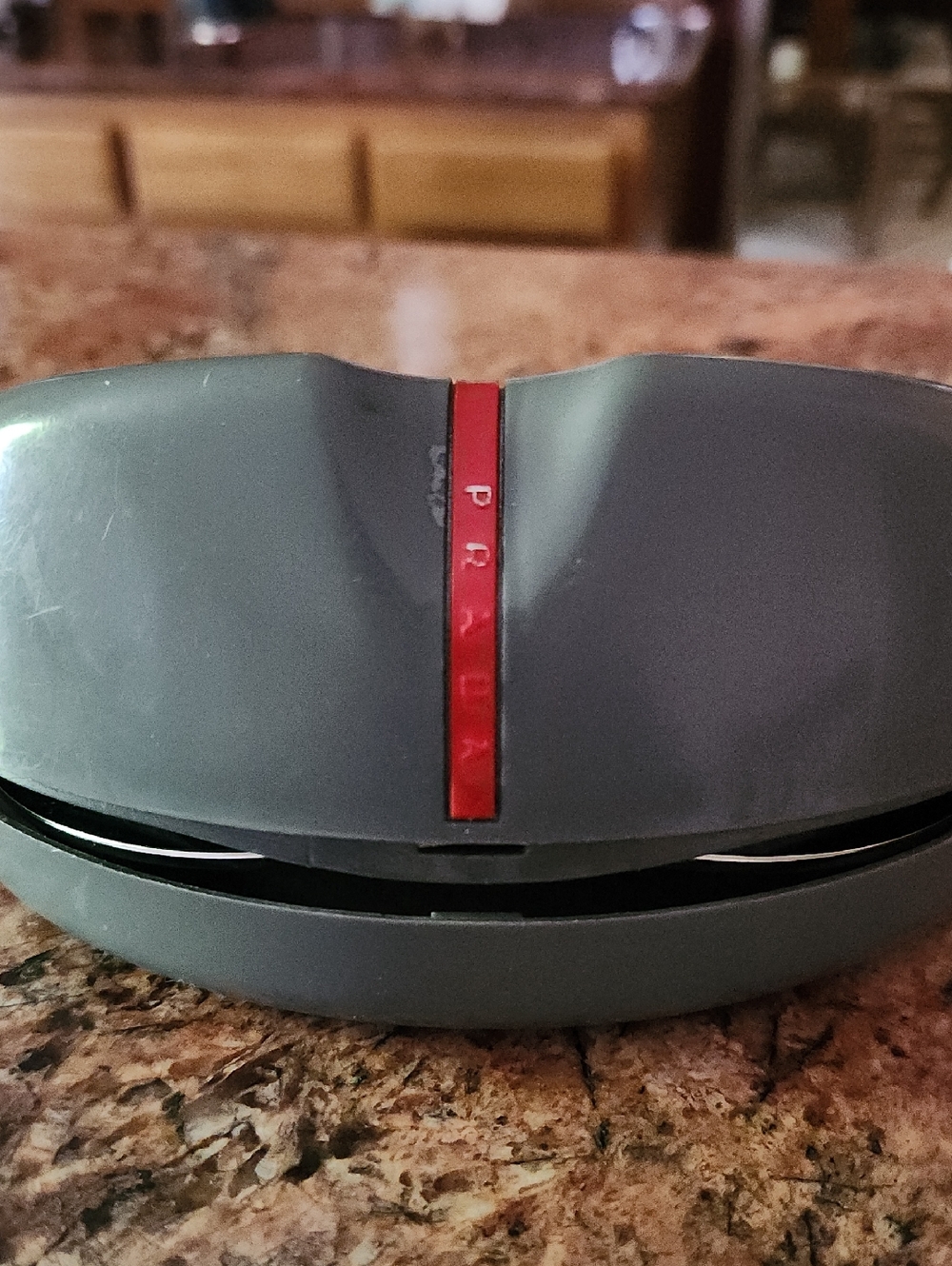Prada Gray Sunglasses Case with Red Accent/ Glasses